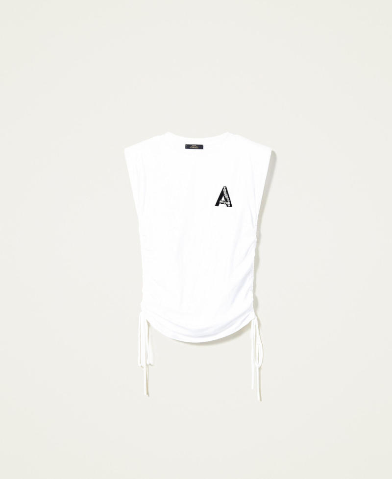 T-shirt avec cordon coulissant et broderie