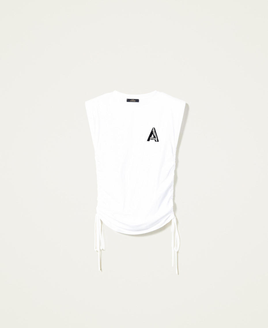 Embroidered drawstring t-shirt