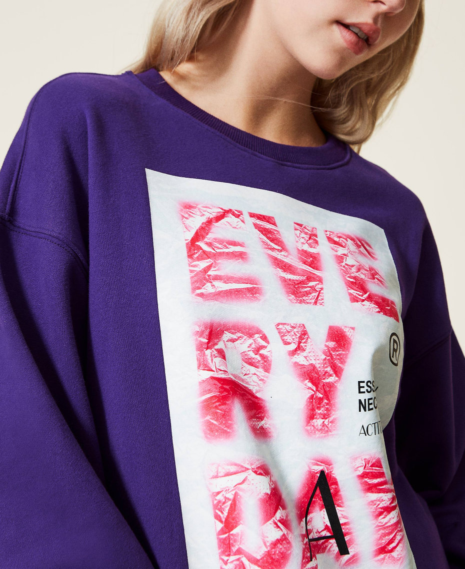 Sweat-shirt boxy avec imprimé Violet « Indigo » Femme 222AP2153-05