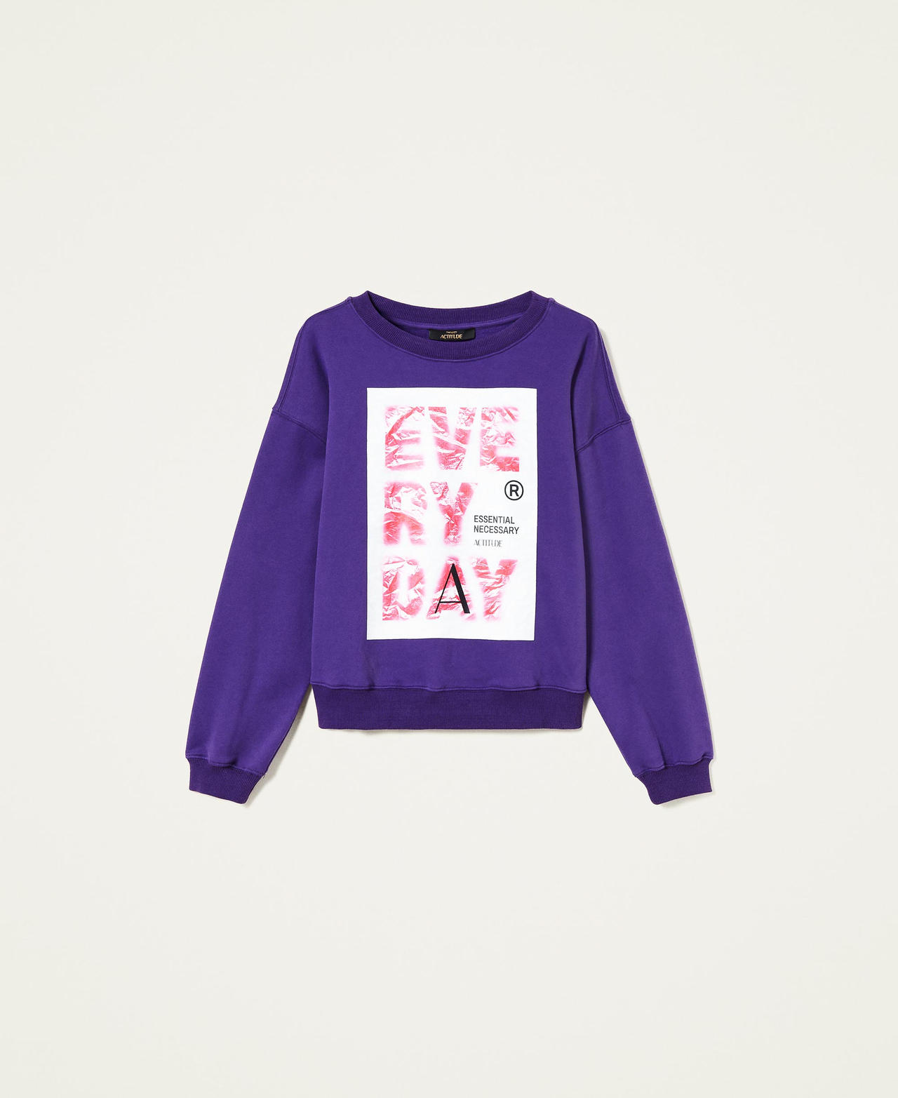 Sweat-shirt boxy avec imprimé Violet « Indigo » Femme 222AP2153-0S