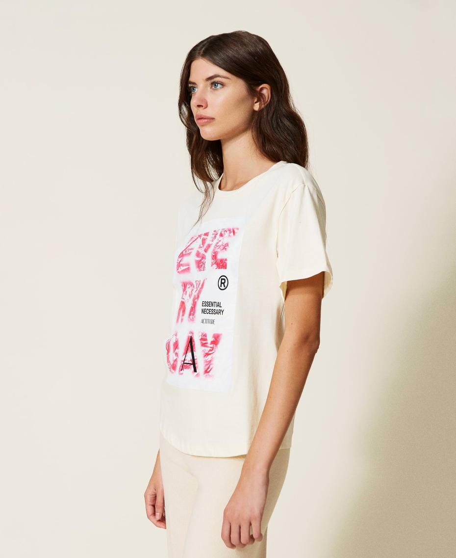 Regular t-shirt with print "Parchment" Beige Woman 222AP2174_07222_03