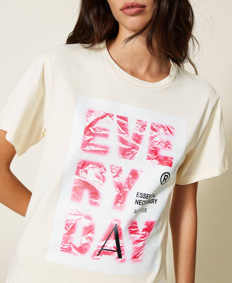 Regular t-shirt with print "Parchment" Beige Woman 222AP2174_07222_05