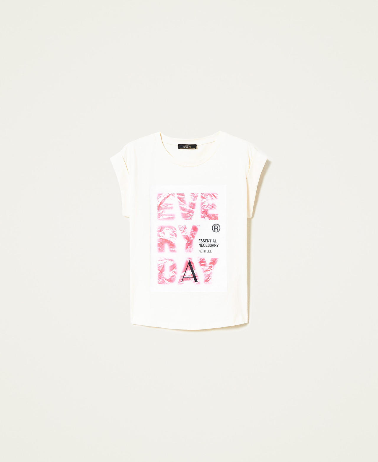 Regular t-shirt with print "Parchment" Beige Woman 222AP2174_07222_0S