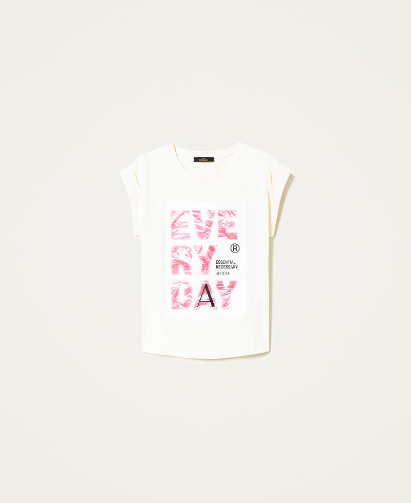 Regular t-shirt with print "Parchment" Beige Woman 222AP2174_07222_0S