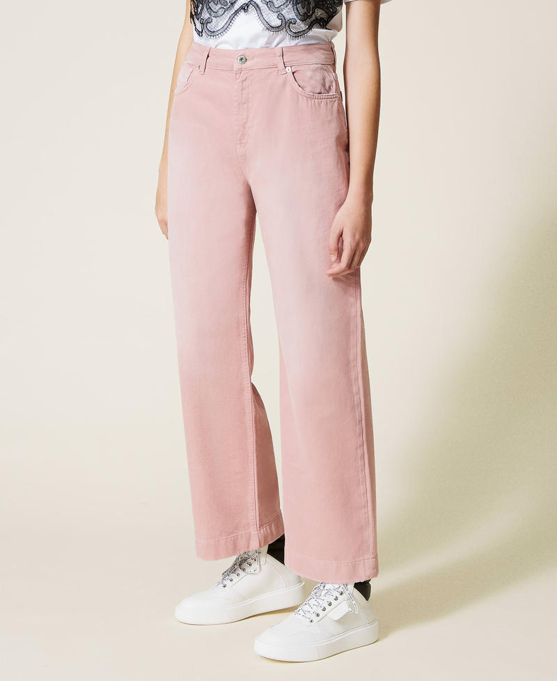 Wide leg bull trousers with fading "Icing" Pink Woman 222AP227C-03