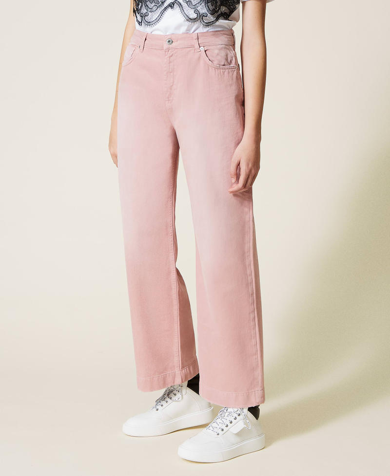 Wide-Leg-Hose aus Bull-Denim mit verblassten Partien