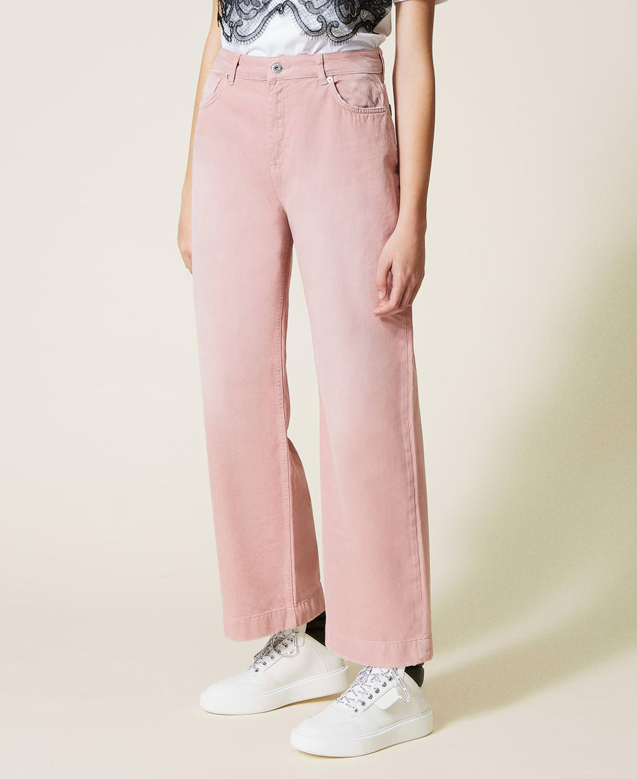 Wide-Leg-Hose aus Bull-Denim mit verblassten Partien