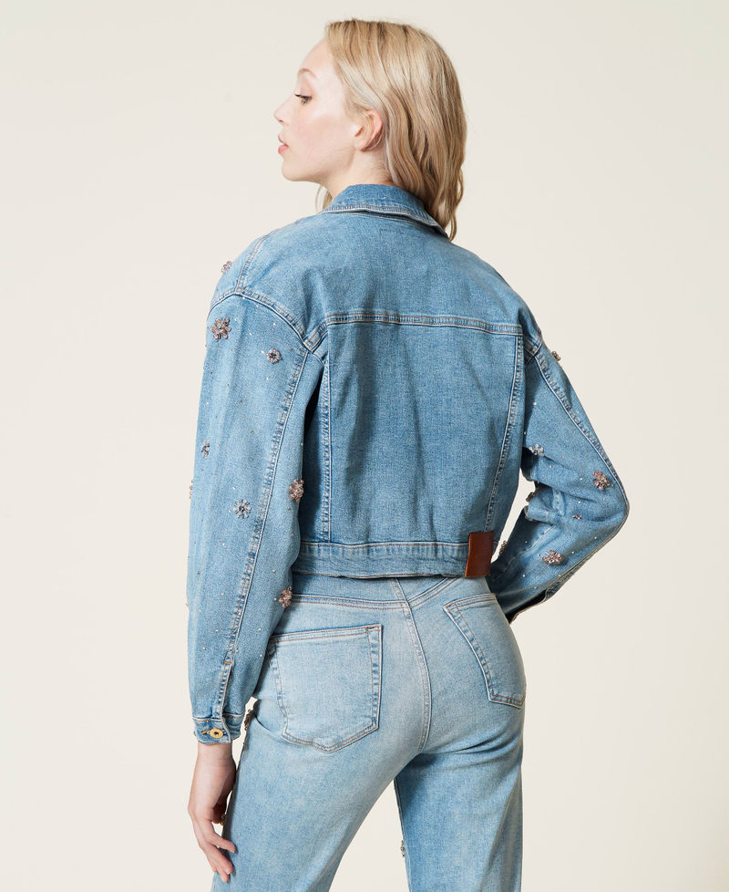 Denim jacket with bezel embroidery
