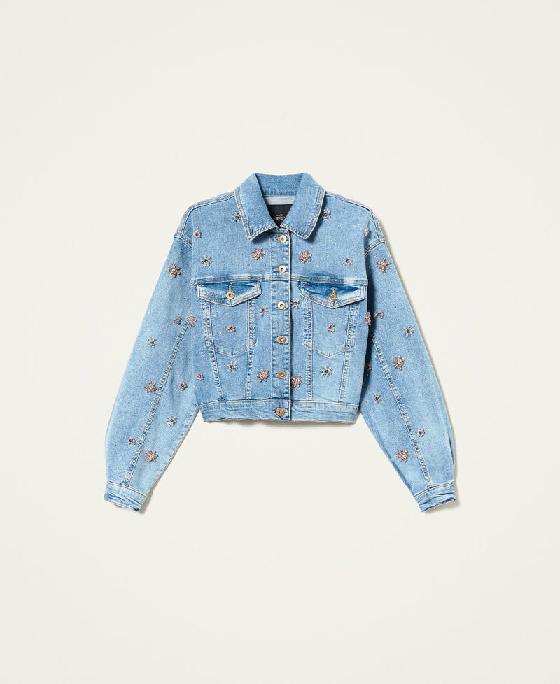 Denim jacket with bezel embroidery