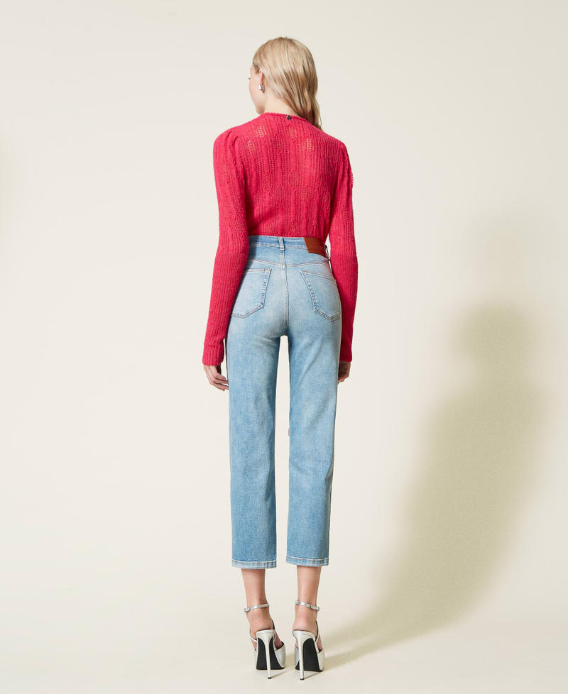 Regular jeans with bezel embroidery Light Denim Woman 222AP2282-04