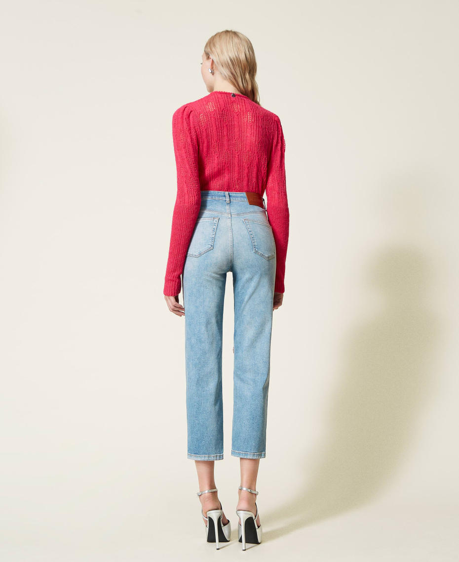 Regular jeans with bezel embroidery Light Denim Woman 222AP2282-04
