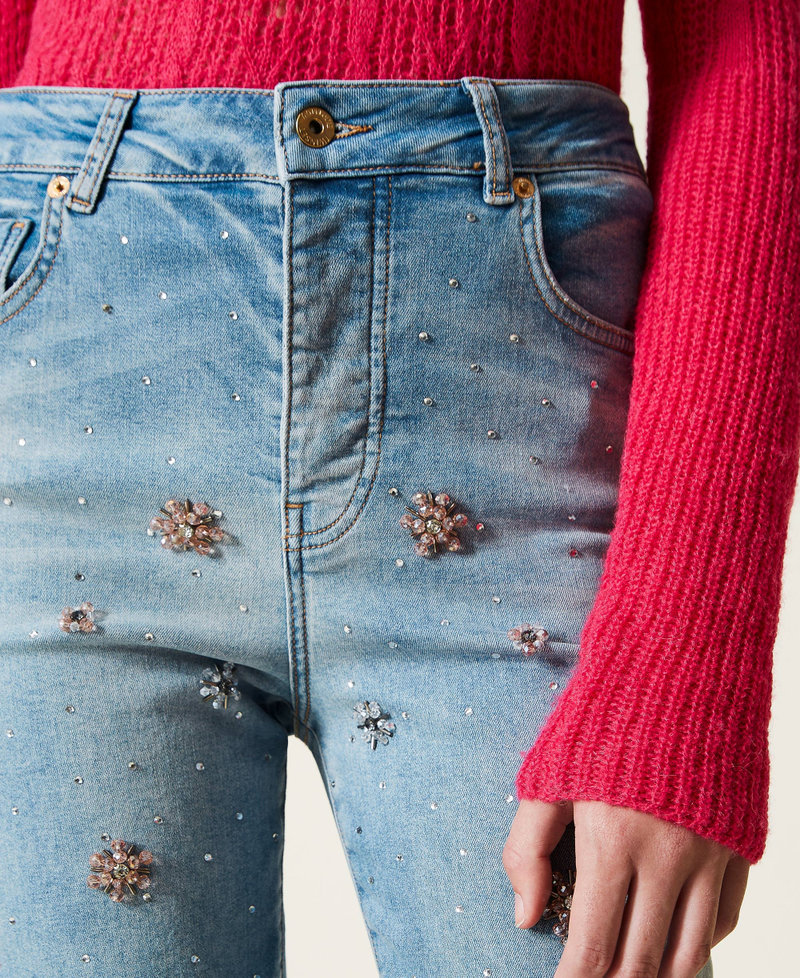 Regular jeans with bezel embroidery Light Denim Woman 222AP2282-05