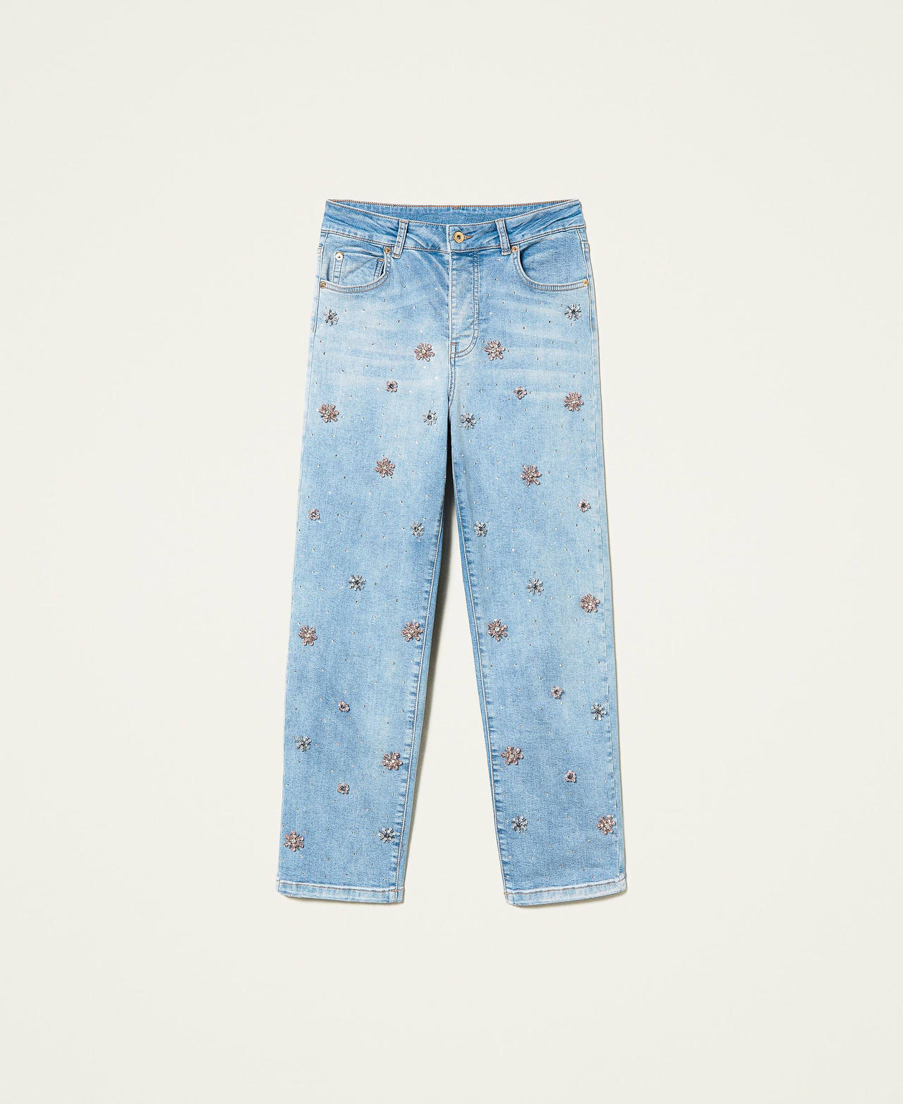 Regular jeans with bezel embroidery