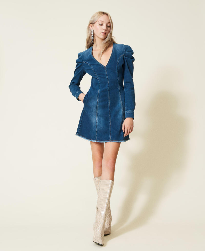 Robe courte en jean Bleu "Denim Moyen" Femme 222AP229E-02