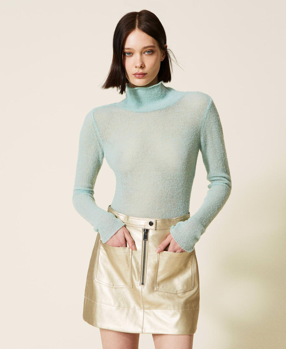 Minigonna effetto pelle laminata Donna Oro TWINSET Milano
