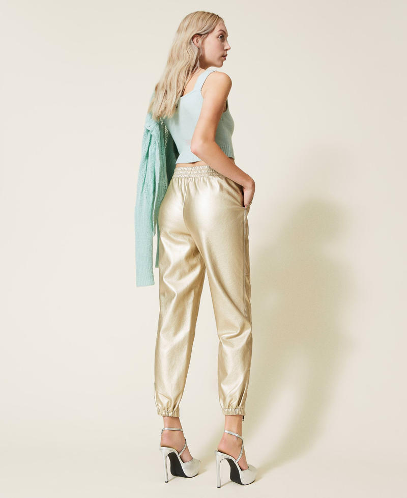 Laminated leather-like trousers