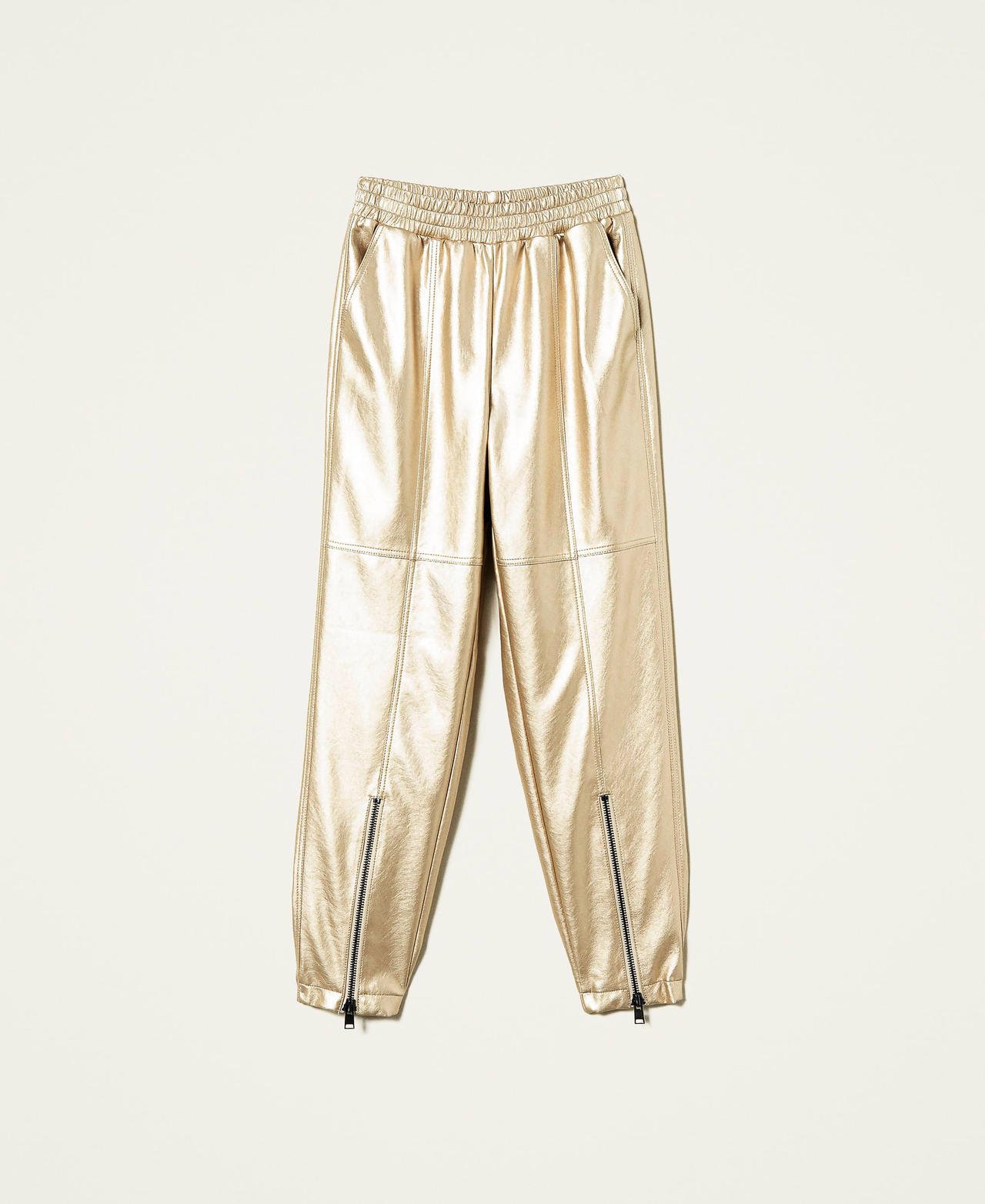 Laminated leather-like trousers