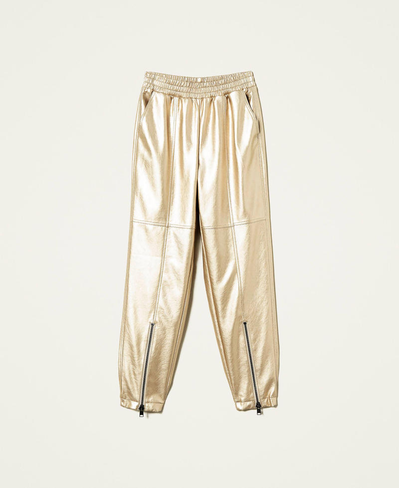 Laminated leather-like trousers