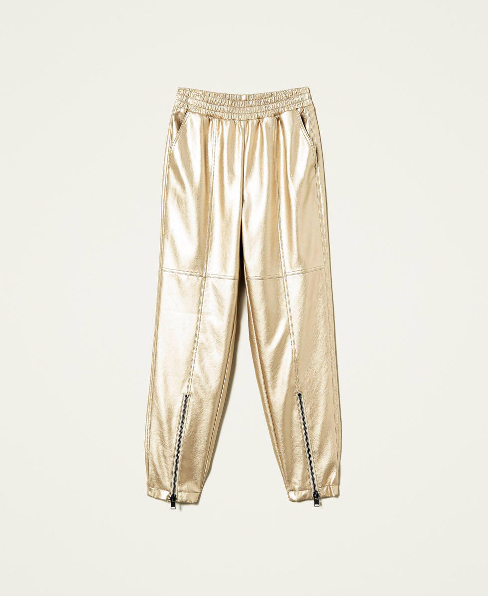 Pantalon effet cuir lam&eacute;