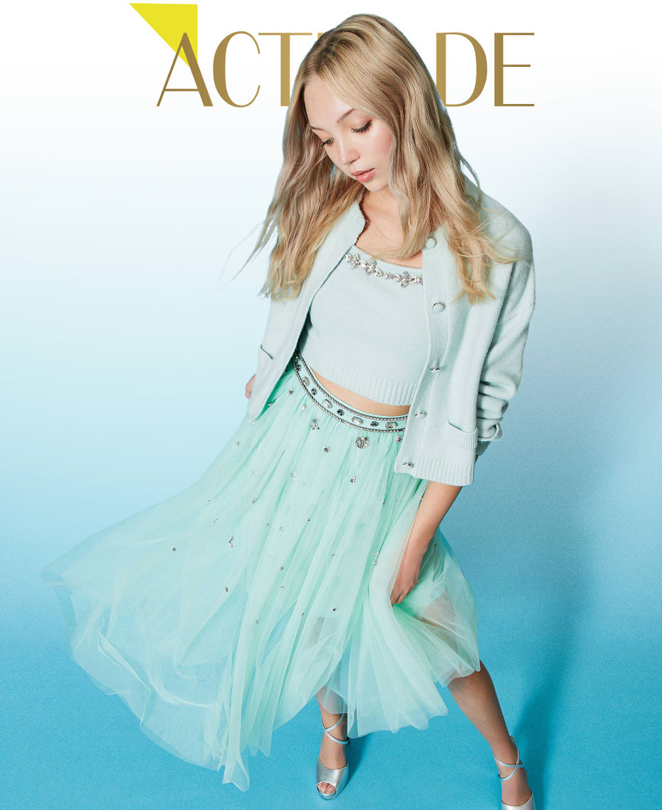 Gonna in tulle con ricamo a mano