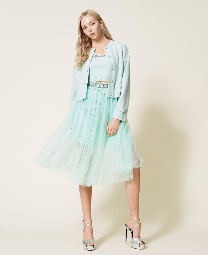 Gonna in tulle con ricamo a mano