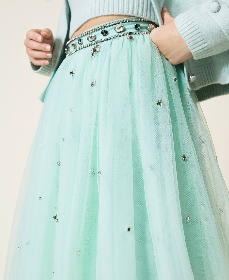 Gonna in tulle con ricamo a mano