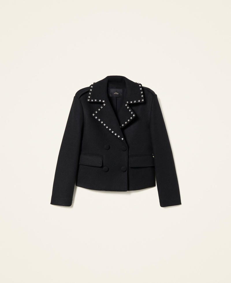 Caban in panno con ricamo