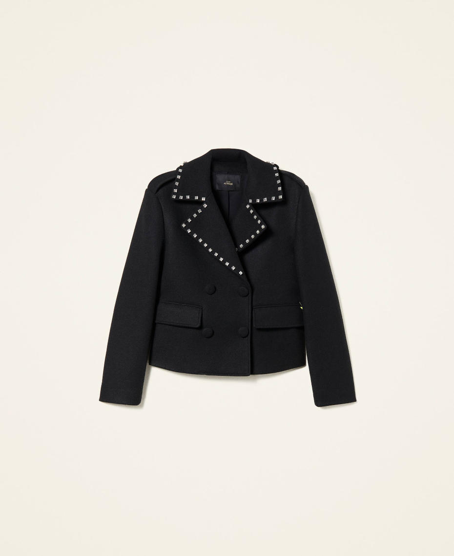 Caban in panno con ricamo