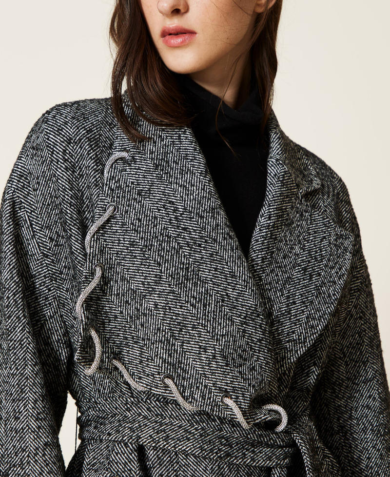 Langer Tuchmantel mit Strass