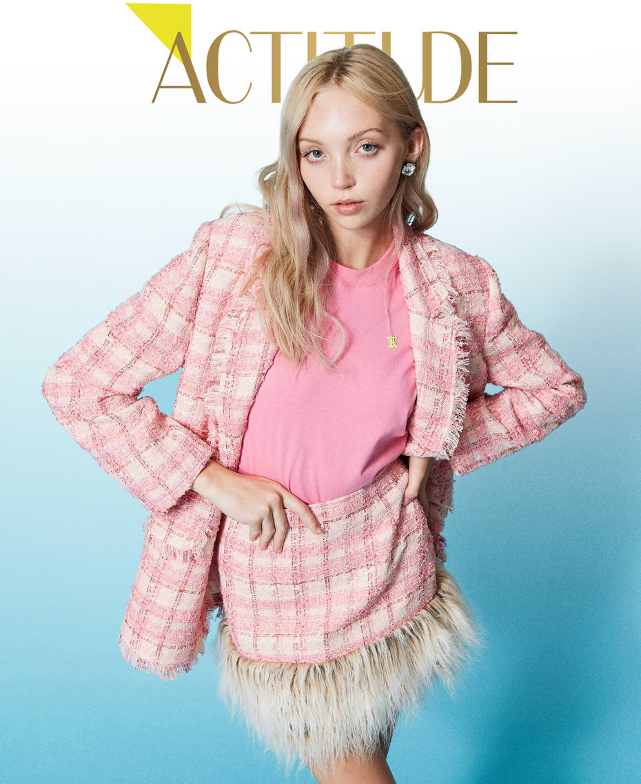 Boucl&eacute; mini dress with faux fur