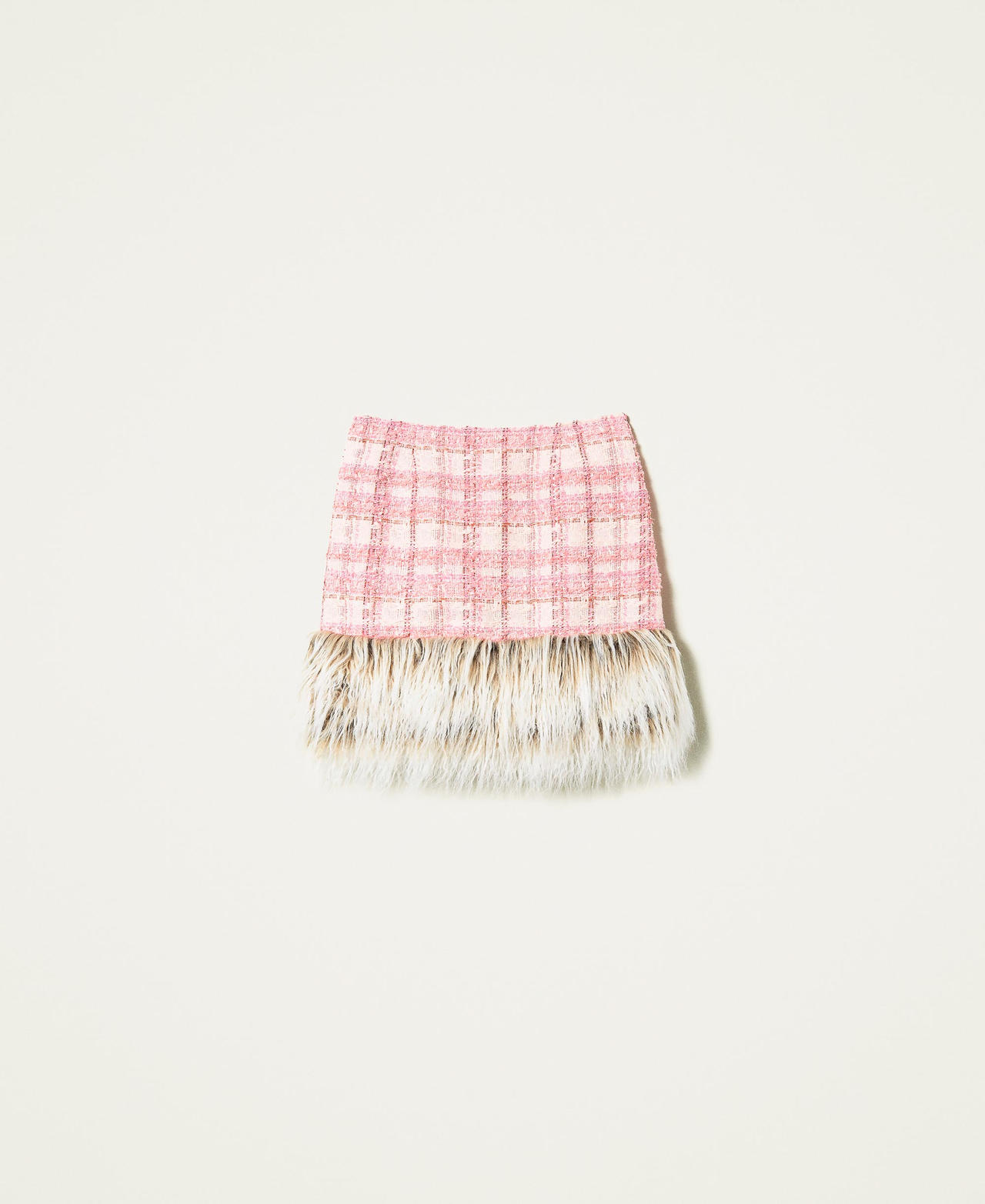 Boucl&eacute; mini dress with faux fur
