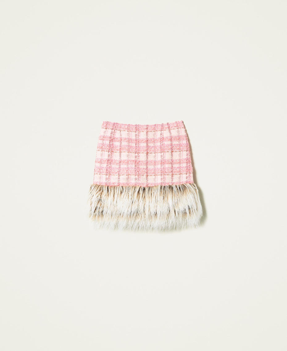 Mini-jupe en tissu bouclé avec fausse fourrure Rose « Pink Icing Bouclé » Femme 222AP2392-0S