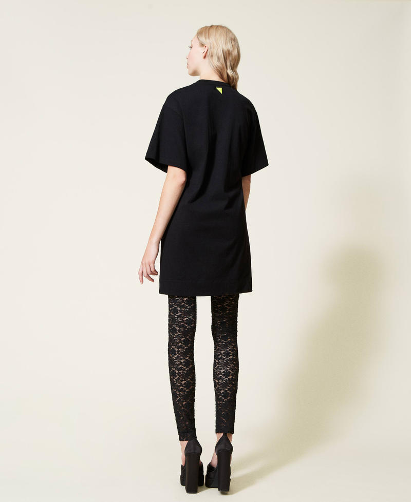 Dress with polka dot insert