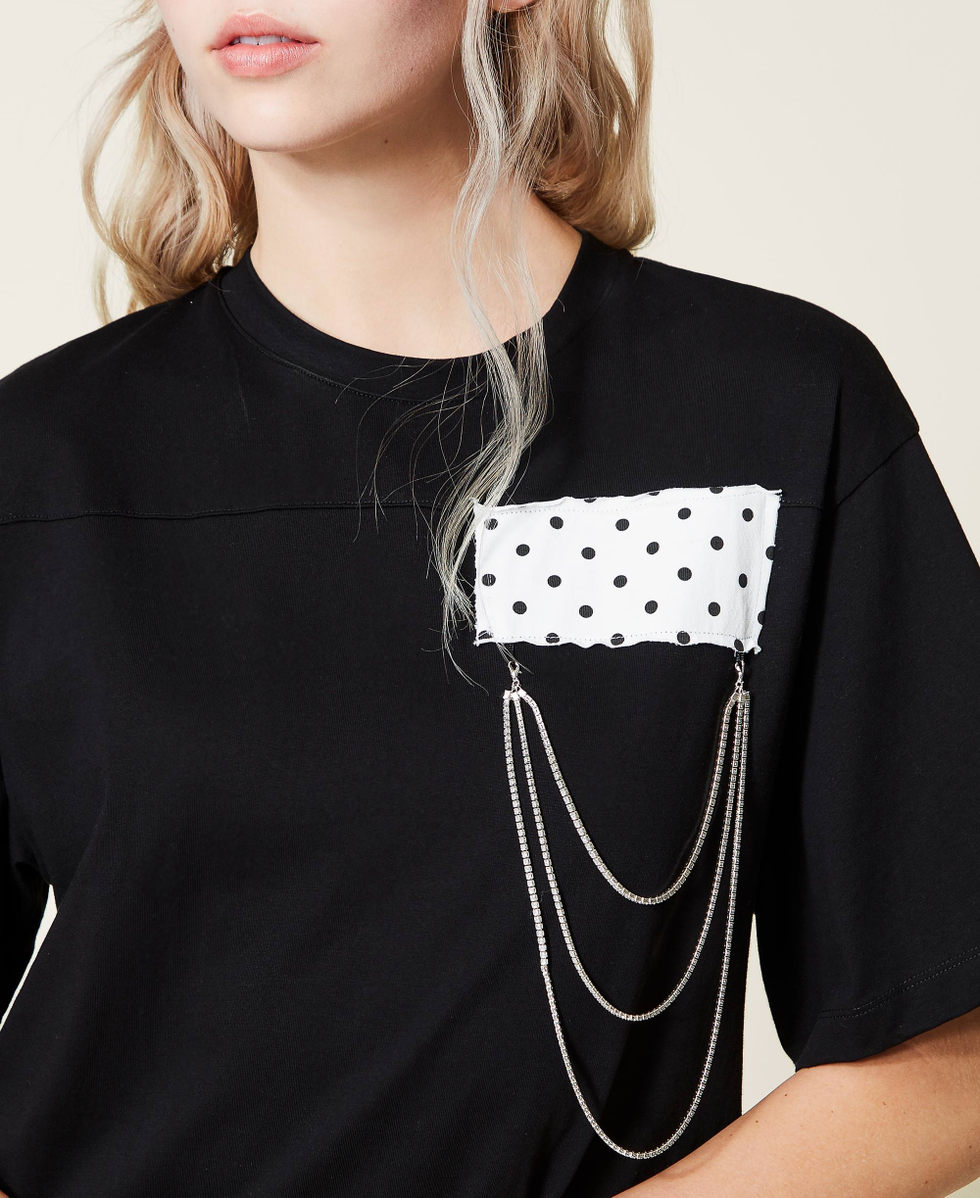 Dress with polka dot insert