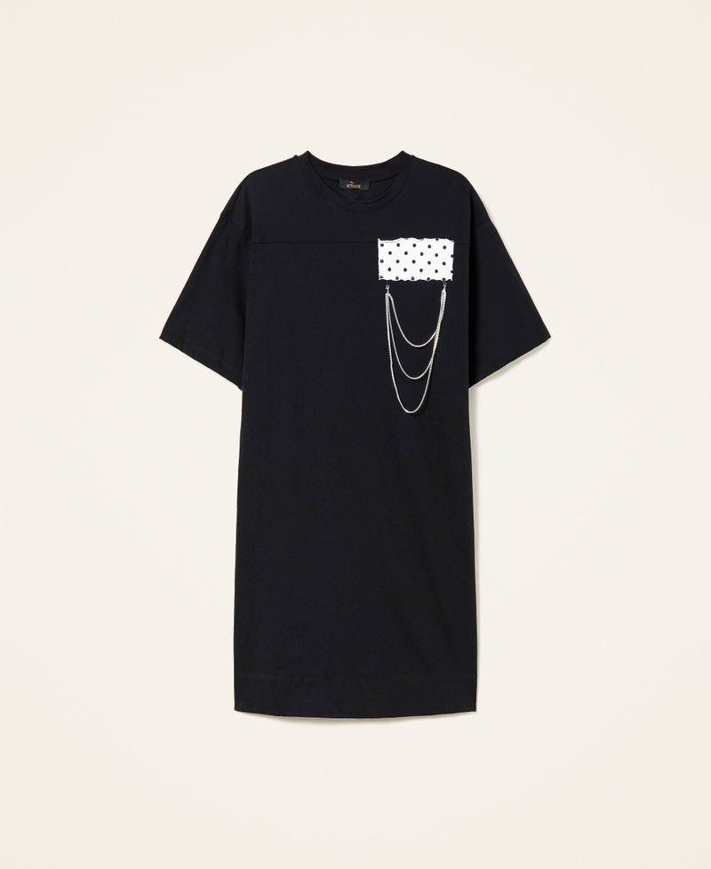 Dress with polka dot insert