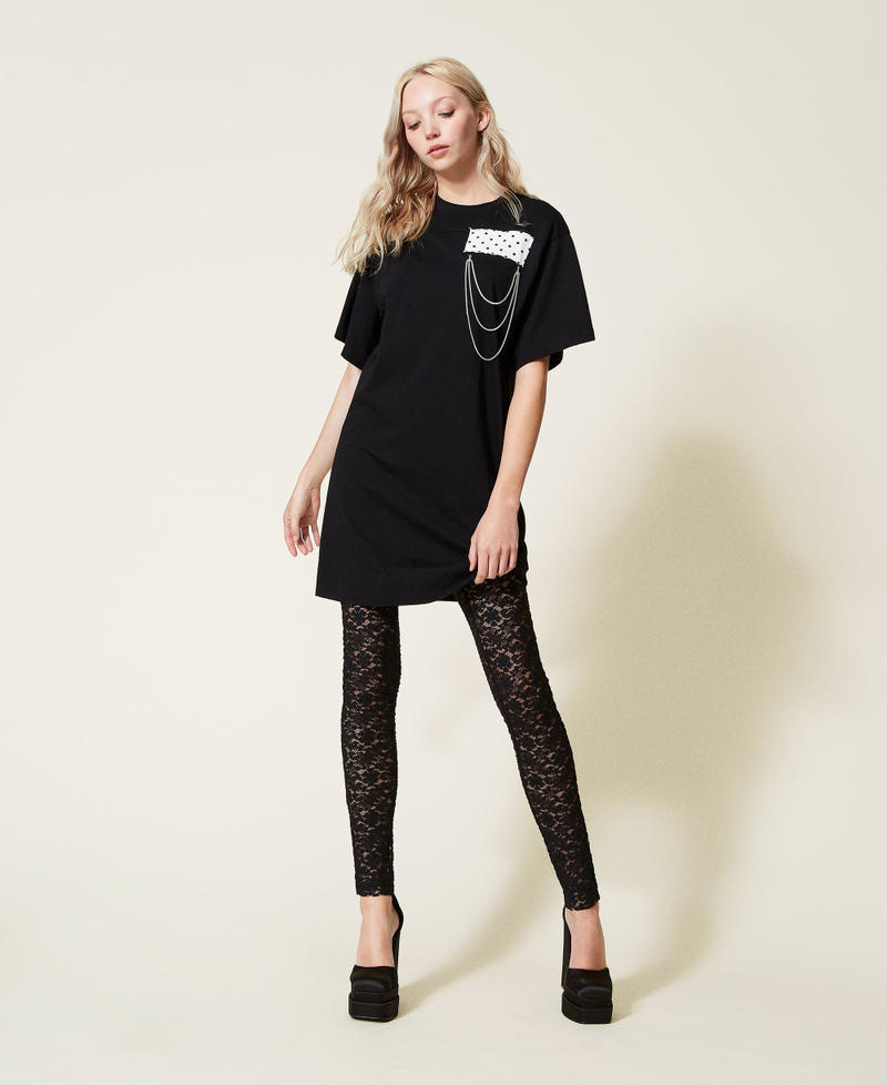 Dress with polka dot insert