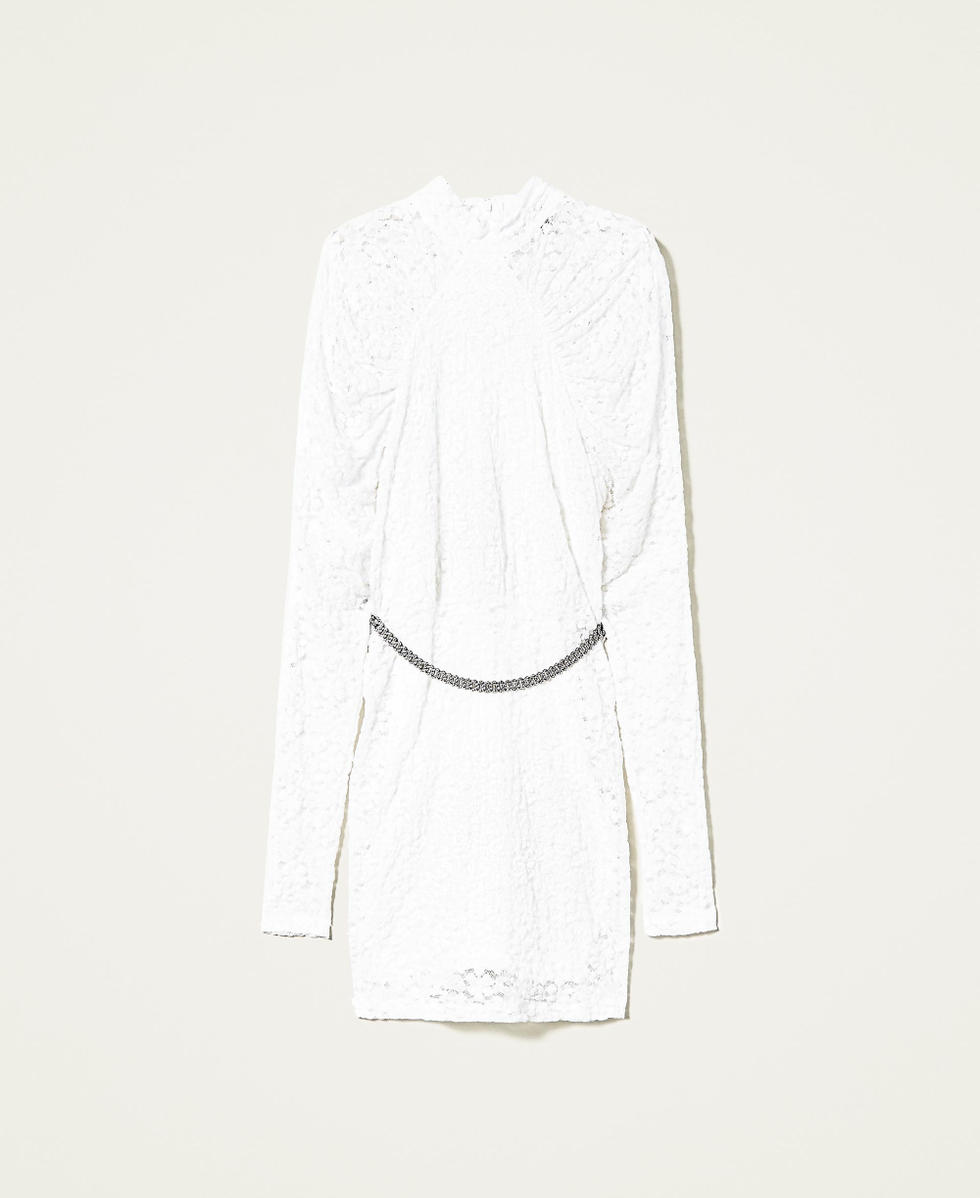 Short lace dress with belt