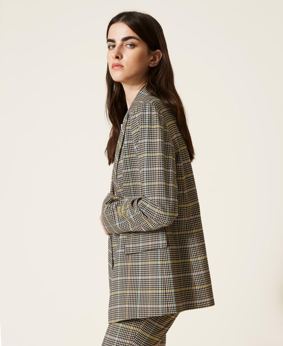 Multicolour glen plaid jacket Woman, Grey | TWINSET Milano
