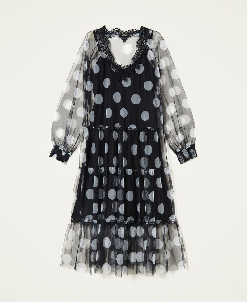 Polka dot tulle midi dress