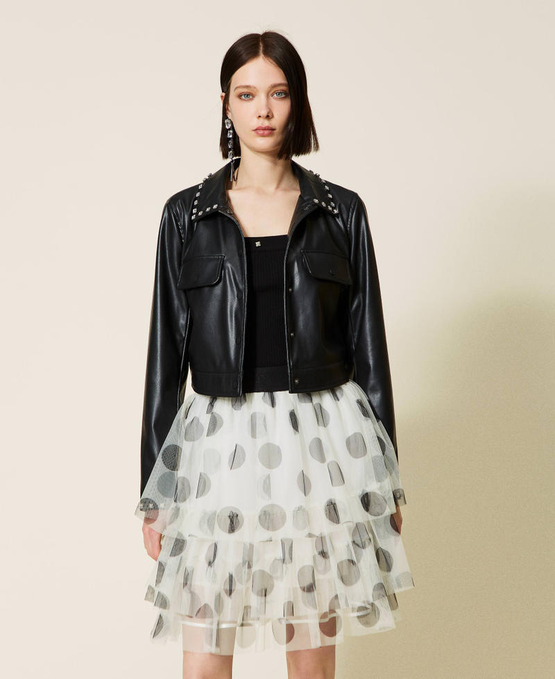 Polka dot tulle mini skirt