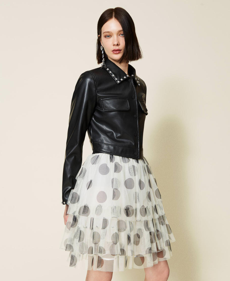 Polka dot tulle mini skirt