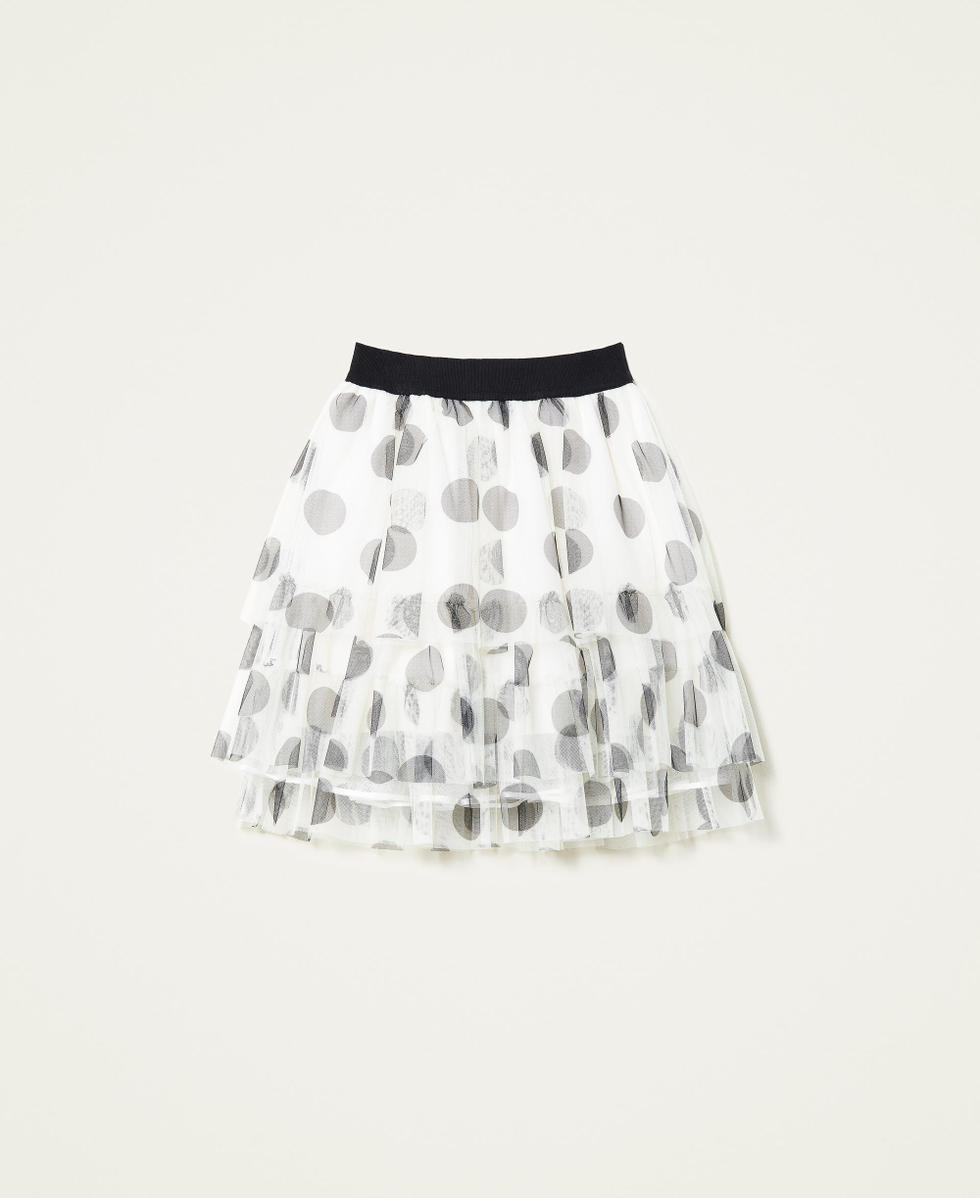 Polka dot tulle mini skirt Woman White TWINSET Milano