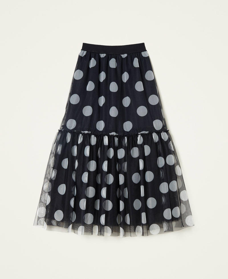 Polka dot tulle long skirt Black / Lily Macro Polka Dot Print Woman 222AP2582-0S