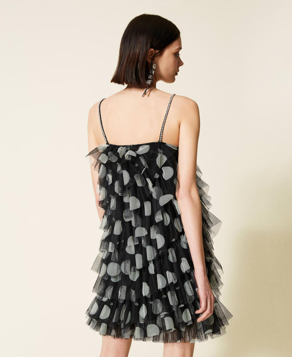 Polka dot tulle dress with flounces Black / Lily Macro Polka Dot Print Woman 222AP2583-05