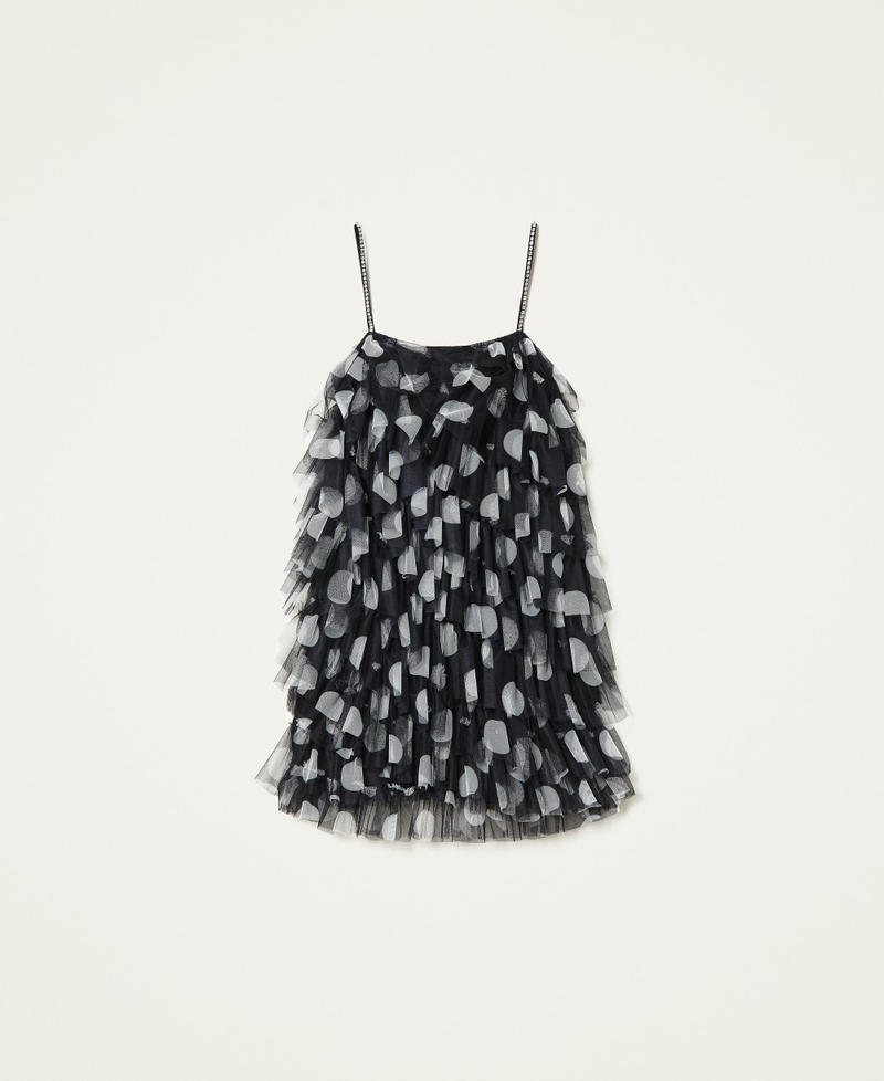 Polka dot tulle dress with flounces Black / Lily Macro Polka Dot Print Woman 222AP2583-0S