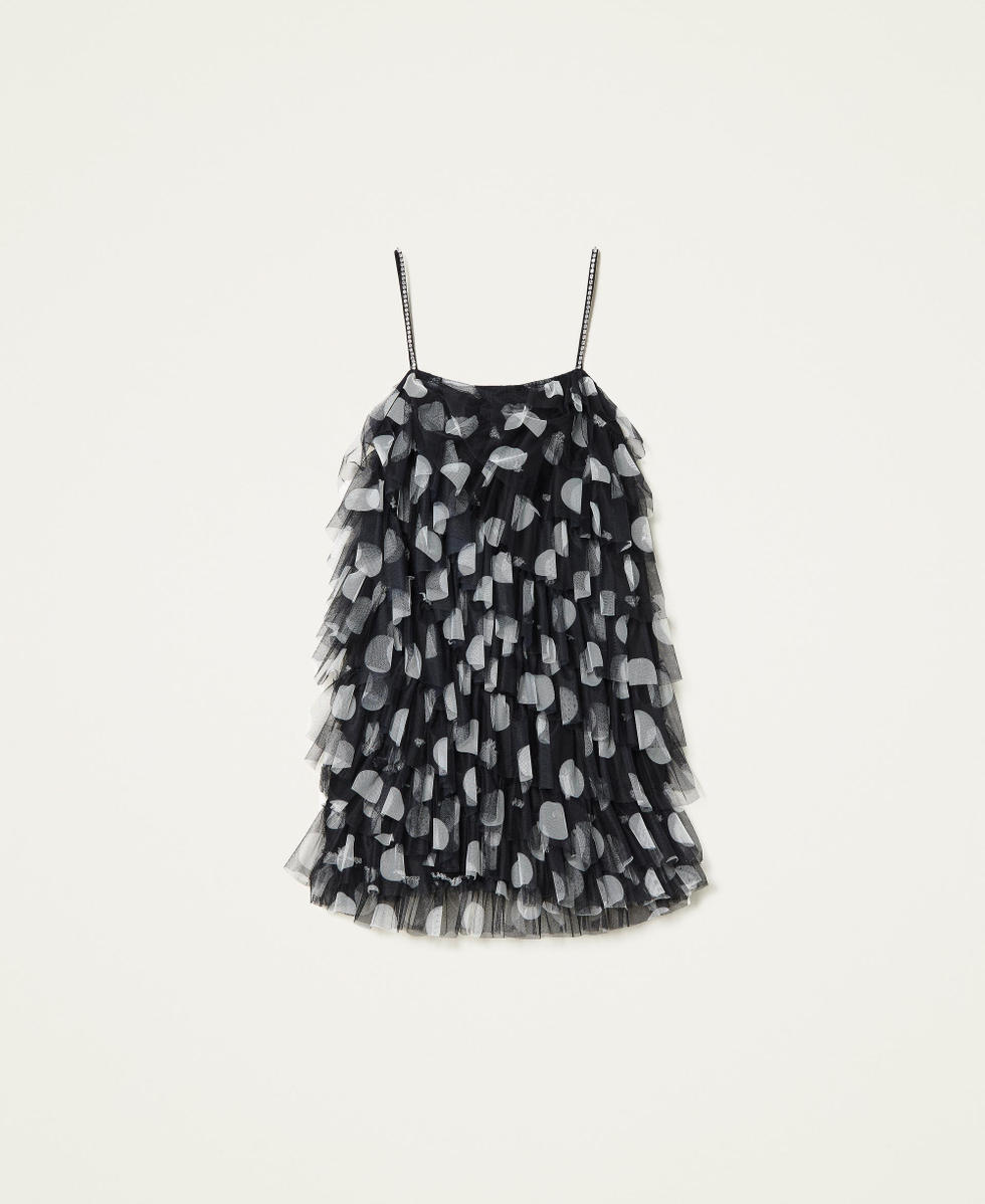 Robe en tulle a pois avec volants Femme Noir TWINSET Milano