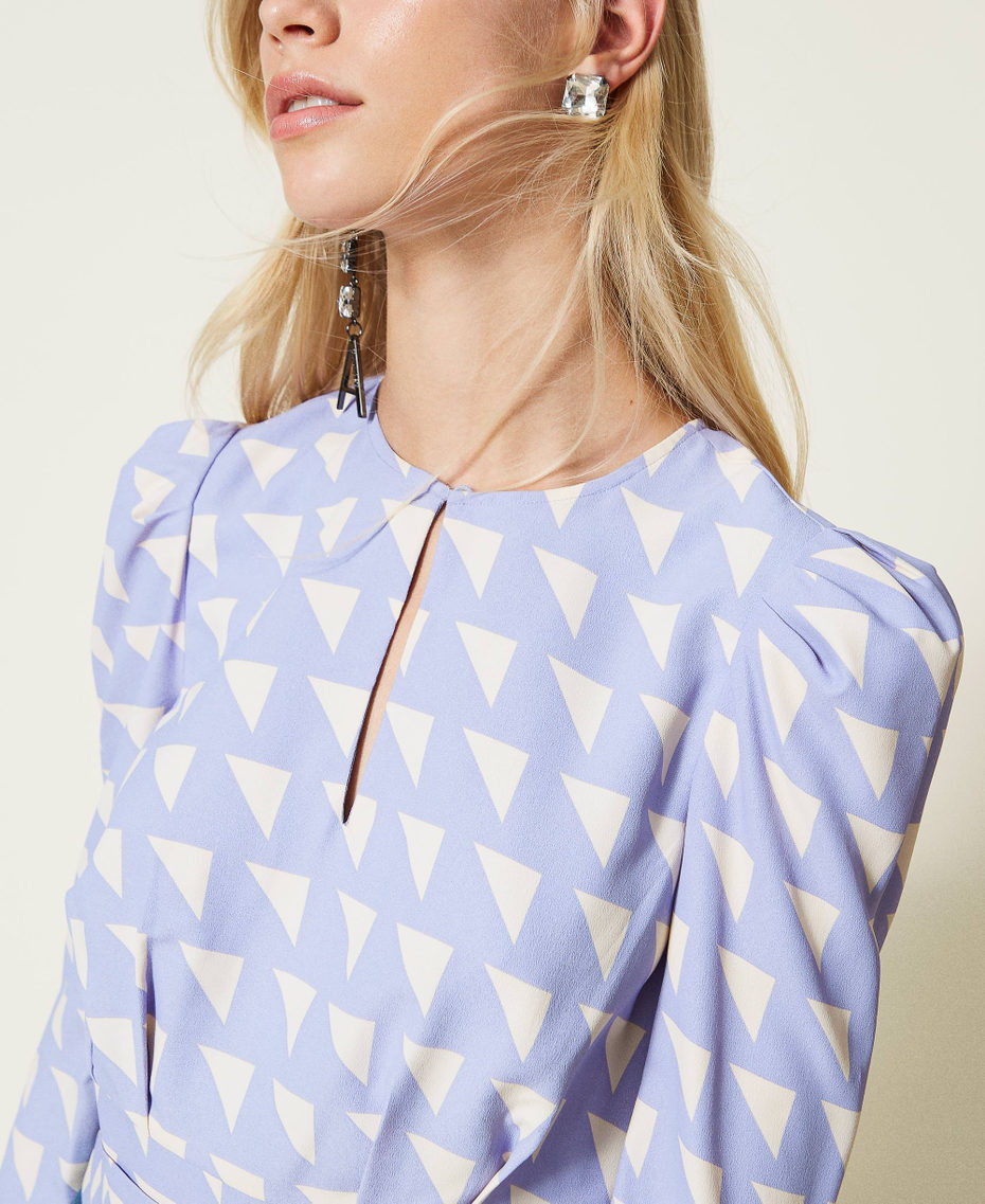Bluse mit recyceltem Polyester Print Persian Triangle Violett Frau 222AP262A-05