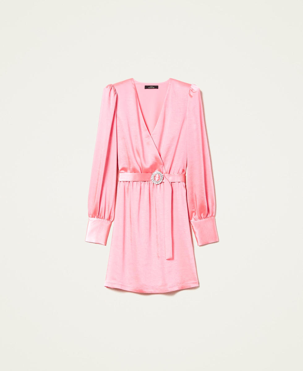 Kleid aus Satin mit G&uuml;rtel