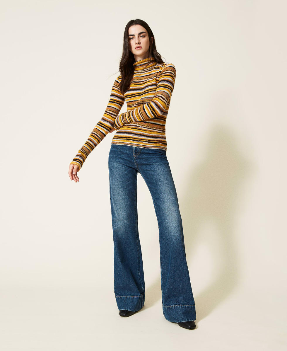Two tone bell bottom jeans on sale