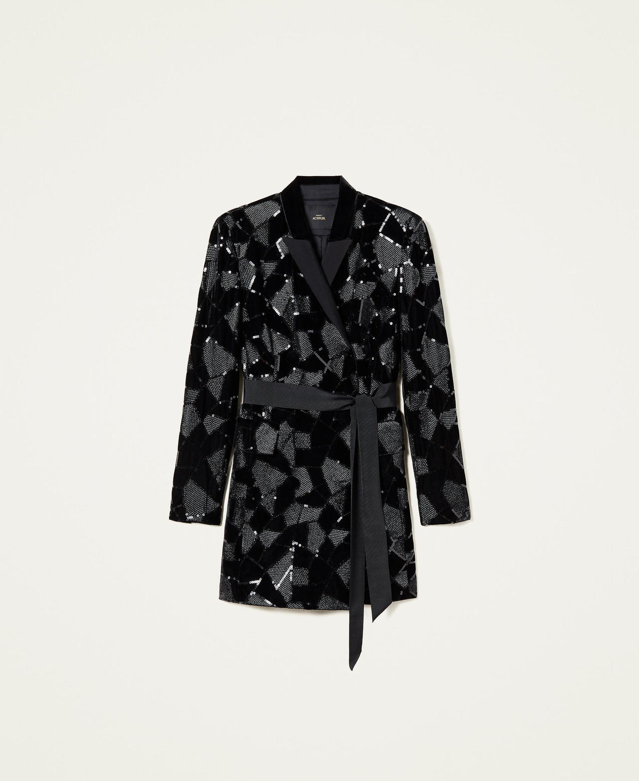 Velvet dress with sequin embroidery